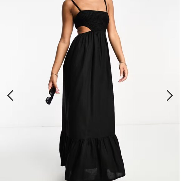 The Frolic exclusive cut out maxi summer dress in black, US Size 8 - Picture 2 of 8